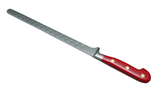 Coltellerie Berti Collezione Cucina Pro Salmon Knife Plexiglas Rosso Kulle 26 cm | 3D Gravur Konfigurator | 4