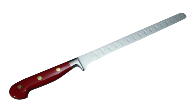Coltellerie Berti Collezione Cucina Pro Salmon Knife Plexiglas Rosso Kulle 26 cm | 3D Gravur Konfigurator | 11
