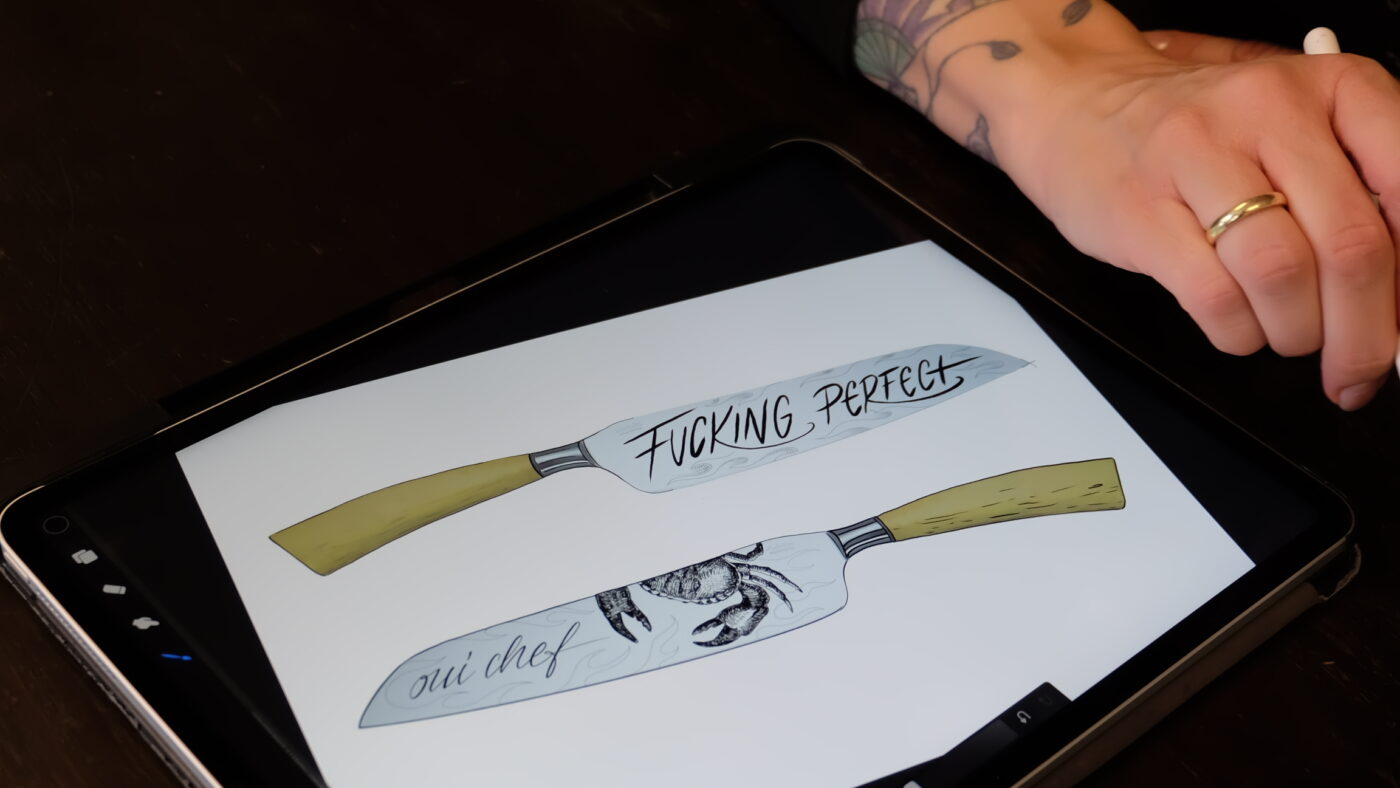 Das Tattoo Messer sticht in die Haut Paride Giuris | 3D Gravur Konfigurator | 5