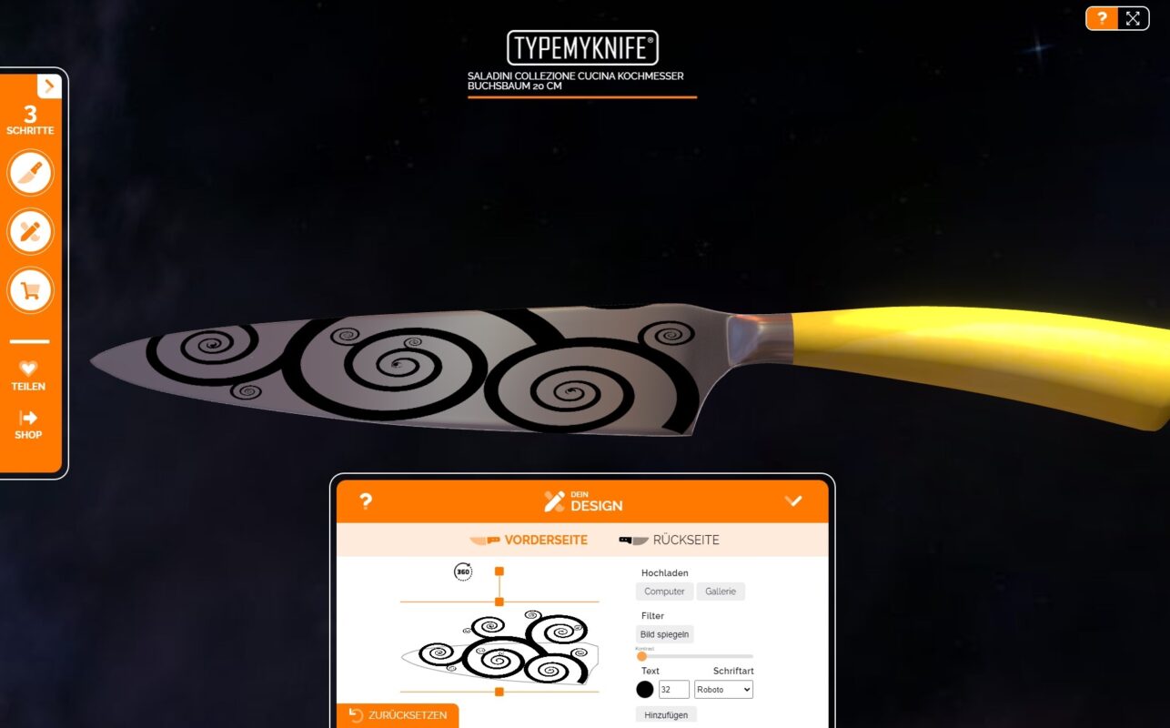 About us - The TYPEMYKNIFE®Story | 3D Gravur Konfigurator | 7