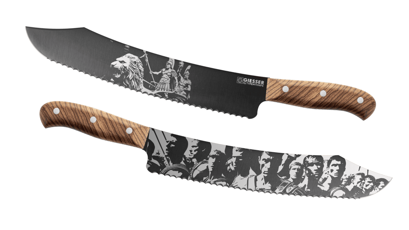 Gods & Heroes Design by Giesser Black DiamondCut knives | 3D Gravur Konfigurator | 3